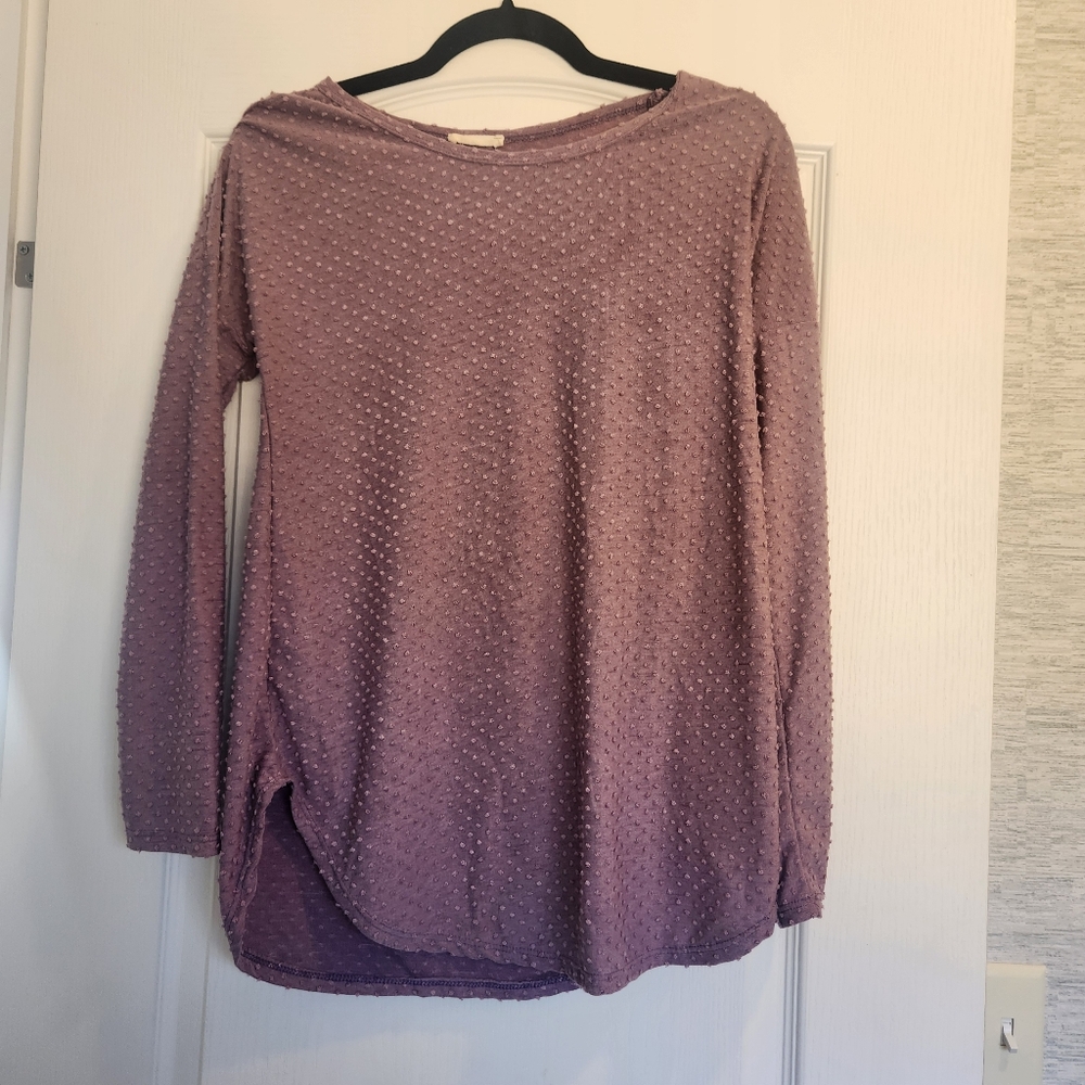 Purple Knit Blouse with Textured Pattern